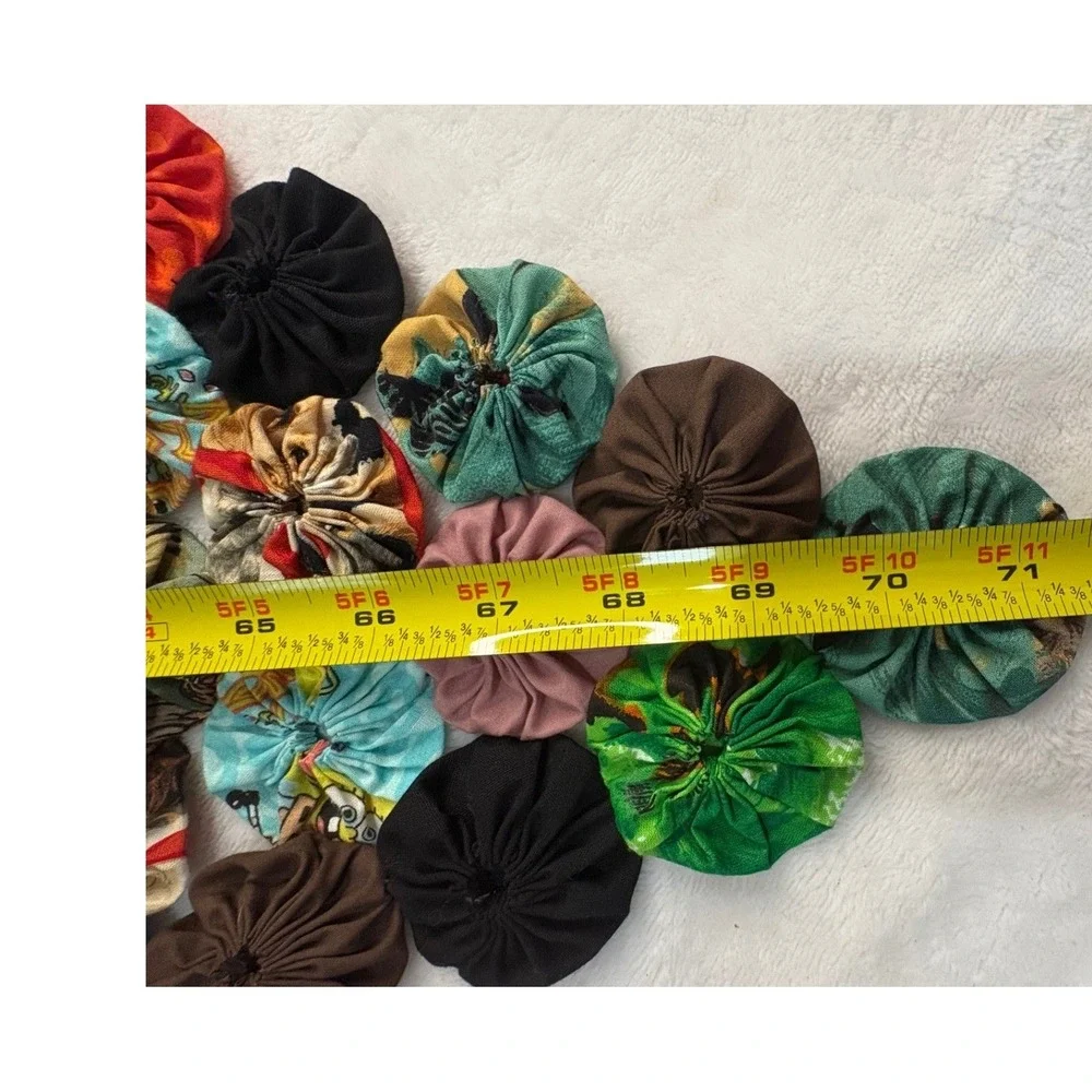 Handmade 2 Yo-Yo Quilt Textile‎ Art Boho Table Runner Wall Hanging Cottagecore
